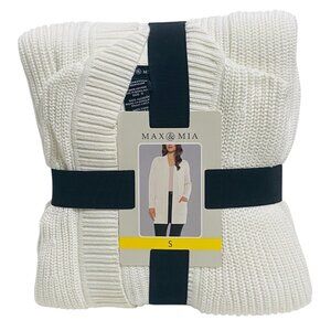 Max & Mia Women’s Open Front Cardigan Sweater Ivory Small 100% Cotton NWT